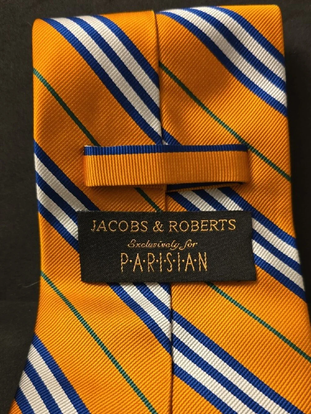 Men's Orange& Blue Striped Tie Vintage Parisian Auburn, Mets, Gators, Knicks